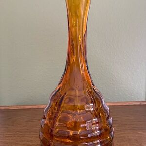 Vintage Blenko #64E "Beehive" art glass vase in honey color.